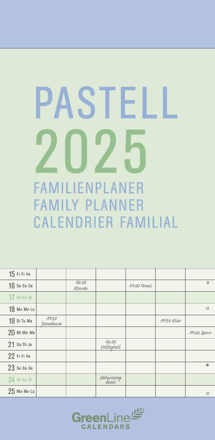Cover: 4002725981691 | GreenLine Pastell 2025 - Wandkalender - Familien-Kalender -...