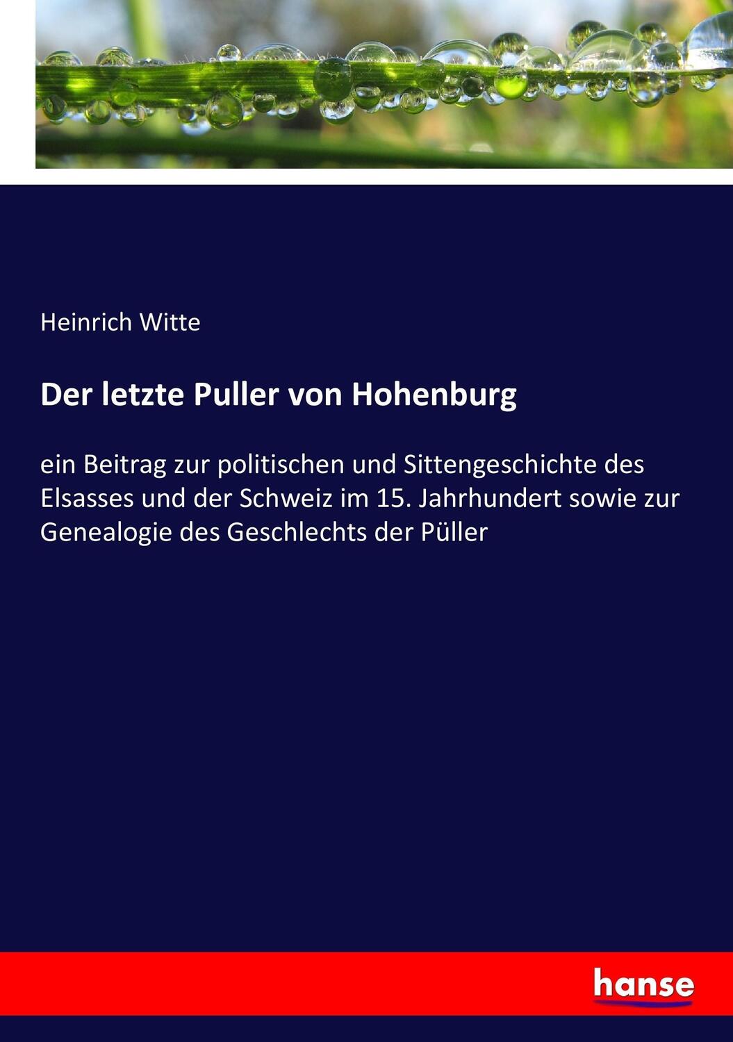 Cover: 9783743429499 | Der letzte Puller von Hohenburg | Heinrich Witte | Taschenbuch | 2016