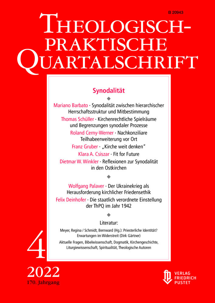 Cover: 9783791733425 | Synodalität | Theologisch-praktische Quartalschrift 4/2022 | Buch