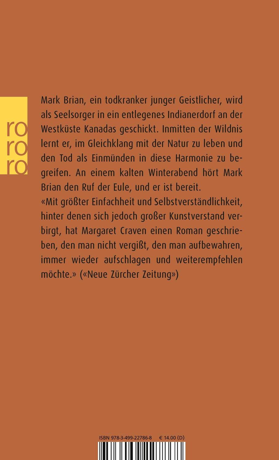 Rückseite: 9783499227868 | Ich hörte die Eule, sie rief meinen Namen | Margaret Craven | Buch