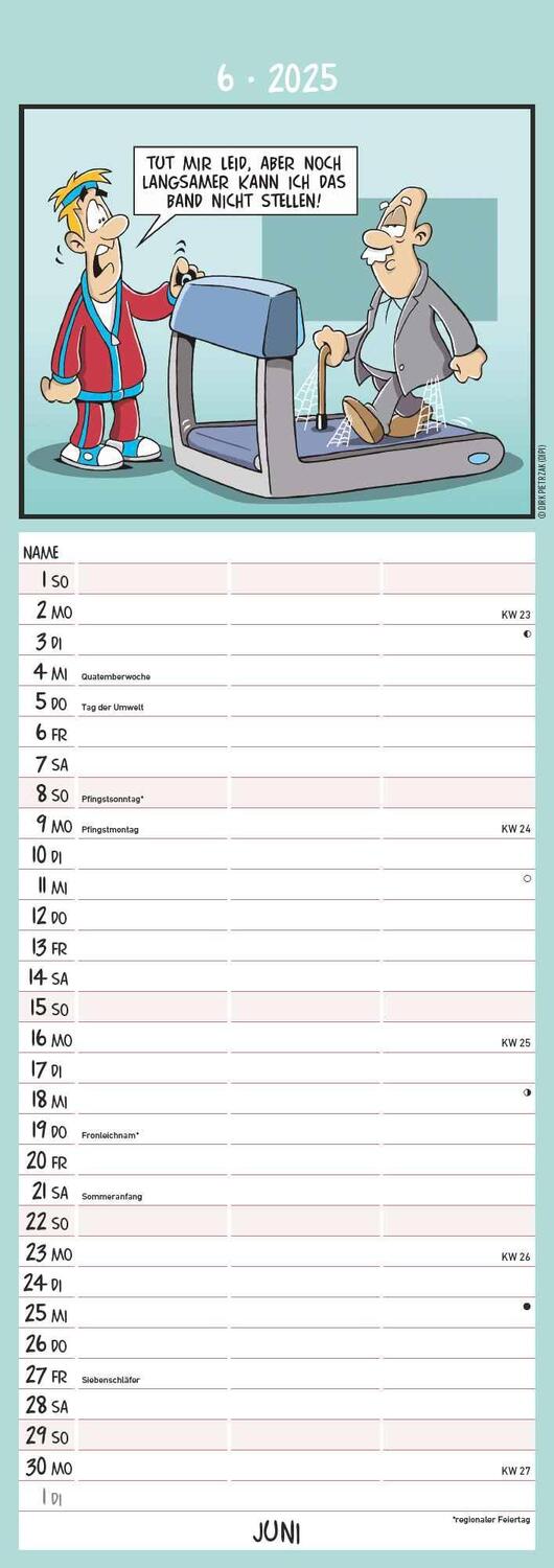 Bild: 4251732343460 | Rentnerkalender 2025 - Streifen-Kalender 15x42 cm - mit lustigen...