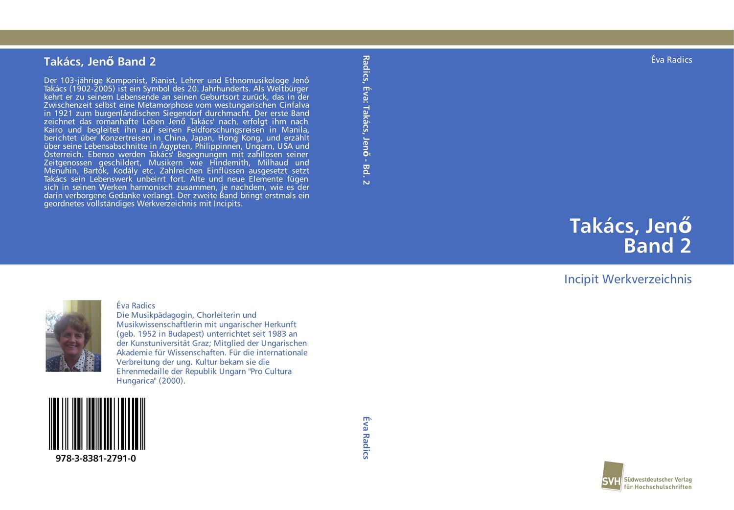 Cover: 9783838127910 | Takács, Jen¿ Band 2 | Incipit Werkverzeichnis | Éva Radics | Buch