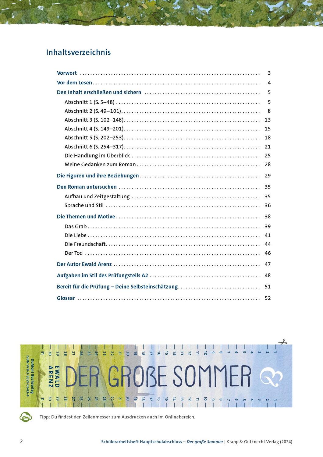 Bild: 9783963231254 | Der große Sommer - Ewald Arenz - Schülerarbeitsheft - Hauptschule