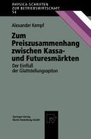 Cover: 9783790809022 | Zum Preiszusammenhang zwischen Kassa ¿ und Futuresmärkten | Kempf