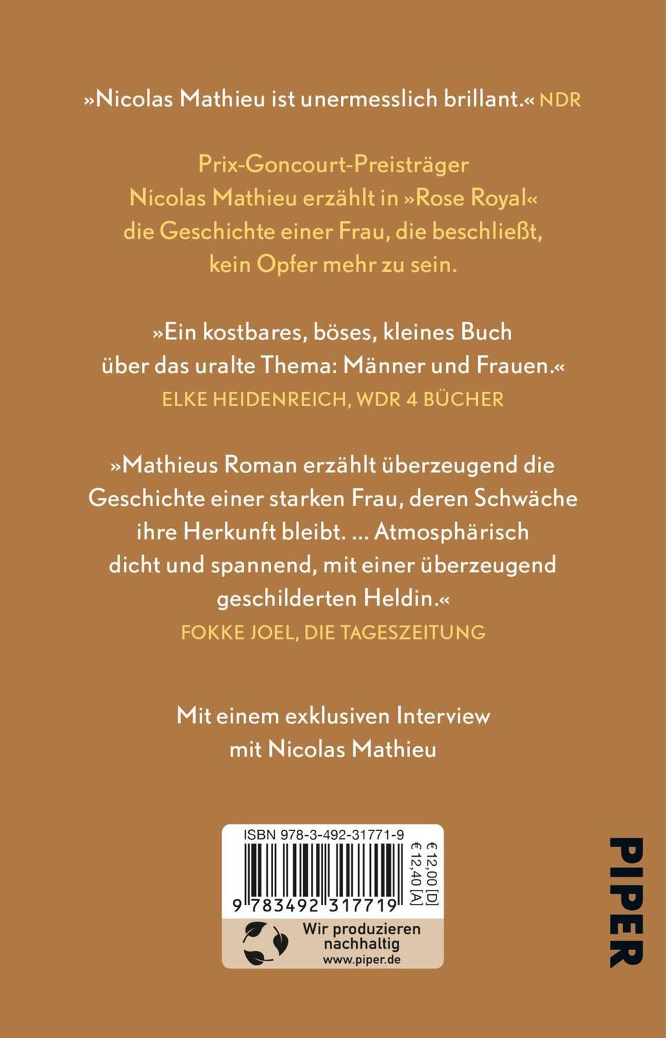 Rückseite: 9783492317719 | Rose Royal | Roman | Nicolas Mathieu | Taschenbuch | 112 S. | Deutsch