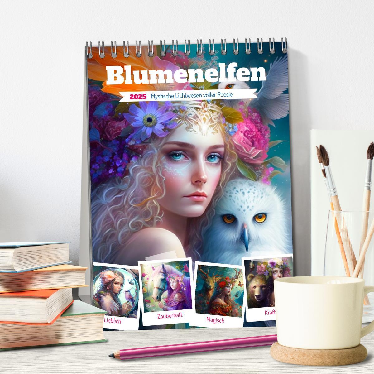 Bild: 9783435877294 | Blumenelfen. Mystische Lichtwesen voller Poesie (Tischkalender 2025...