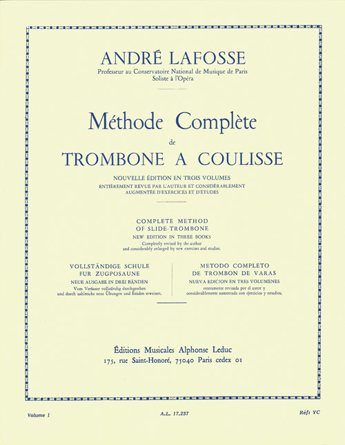 Cover: 9790046172373 | Méthode complete vol.1 pour trombone a culisse (fr/en/sp/dt) | Lafosse