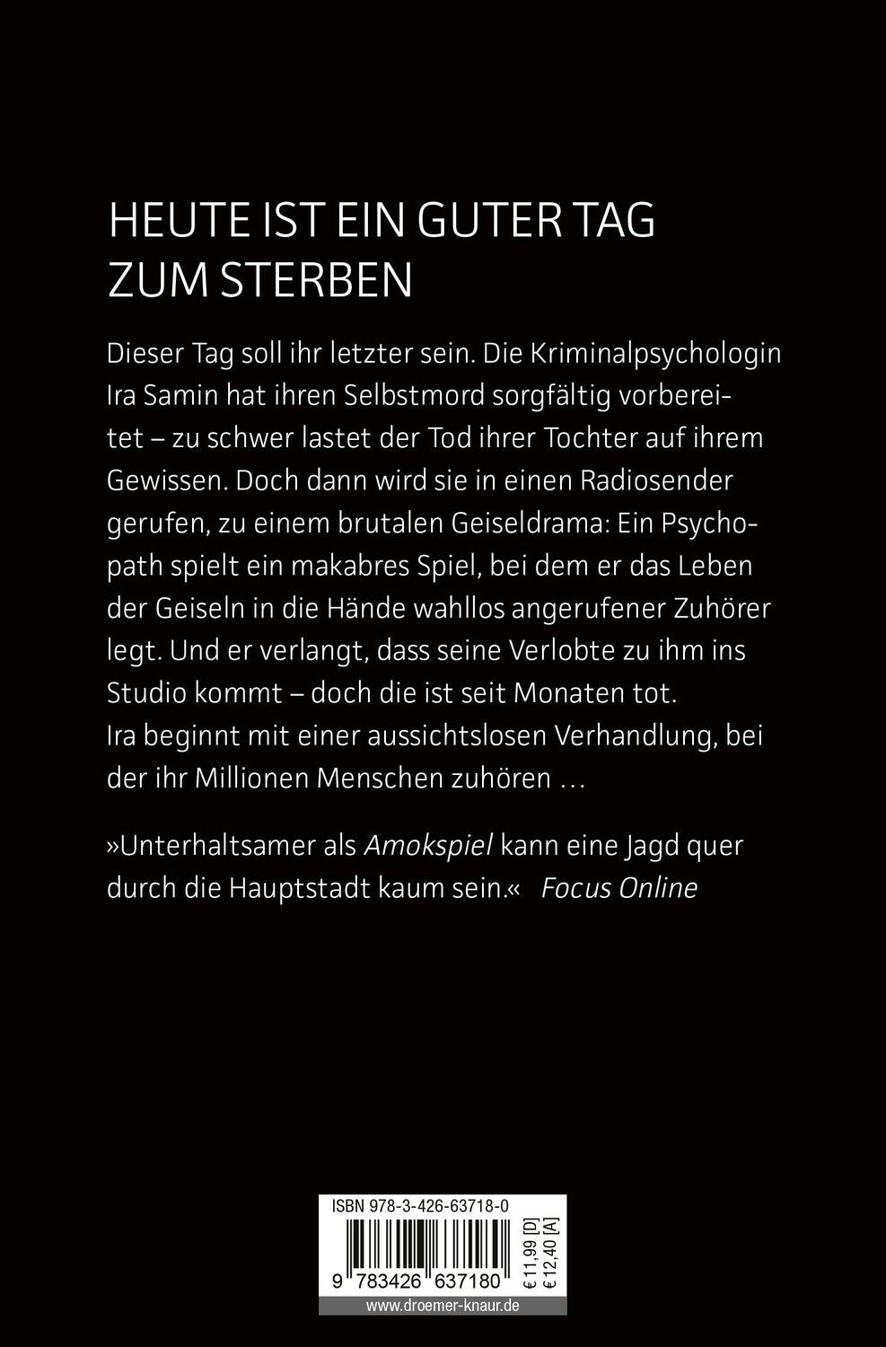 Rückseite: 9783426637180 | Amokspiel | Sebastian Fitzek | Taschenbuch | 448 S. | Deutsch | 2007