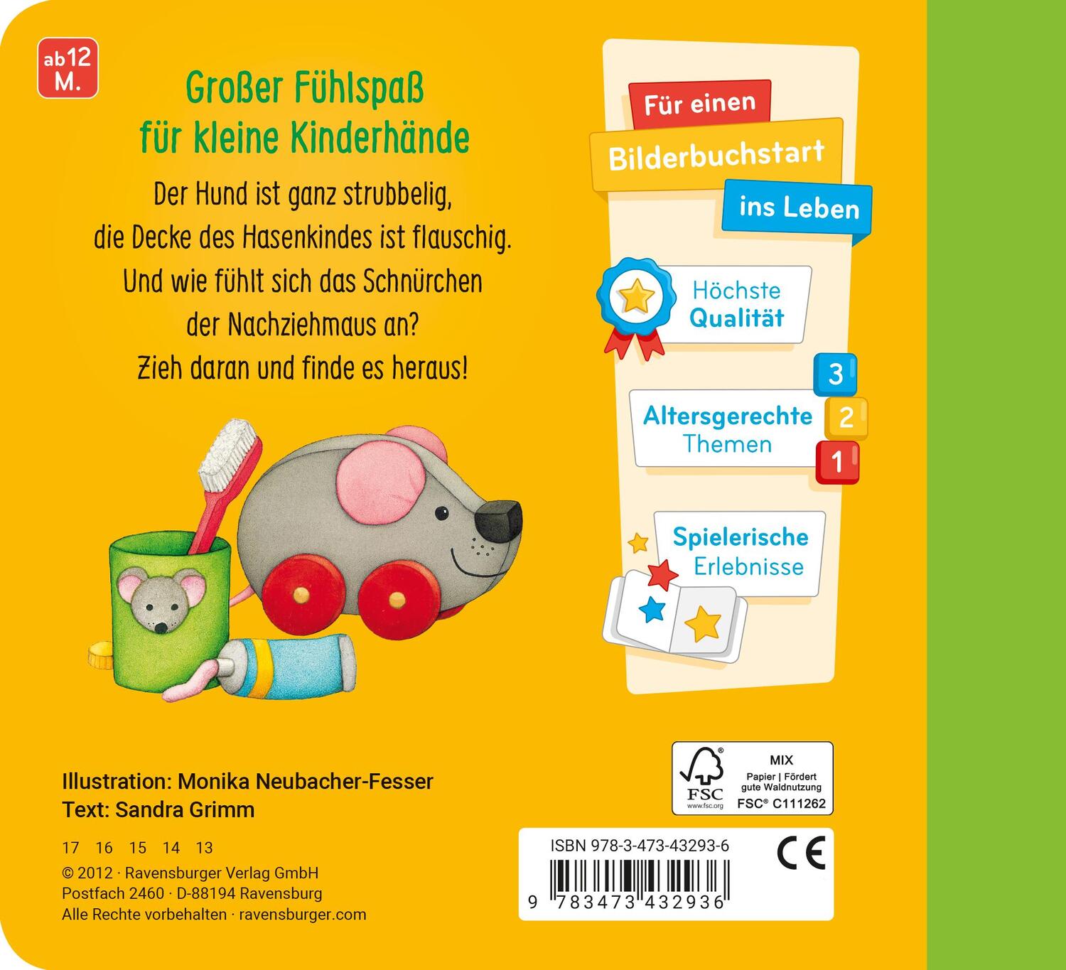 Rückseite: 9783473432936 | Mein erstes Fühlbuch | Sandra Grimm | Taschenbuch | 10 S. | Deutsch