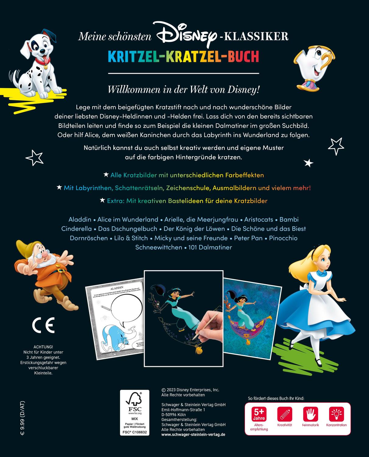 Rückseite: 9783849943240 | Meine schönsten Disney Klassiker Kritzel-Kratzel-Buch | Verlag | Buch