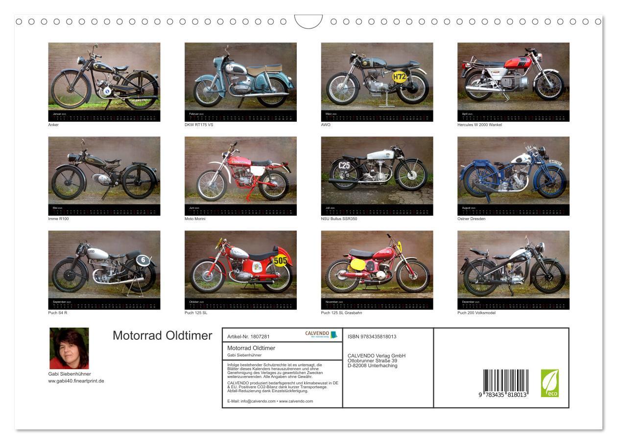 Bild: 9783435818013 | Motorrad Oldtimer (Wandkalender 2025 DIN A3 quer), CALVENDO...