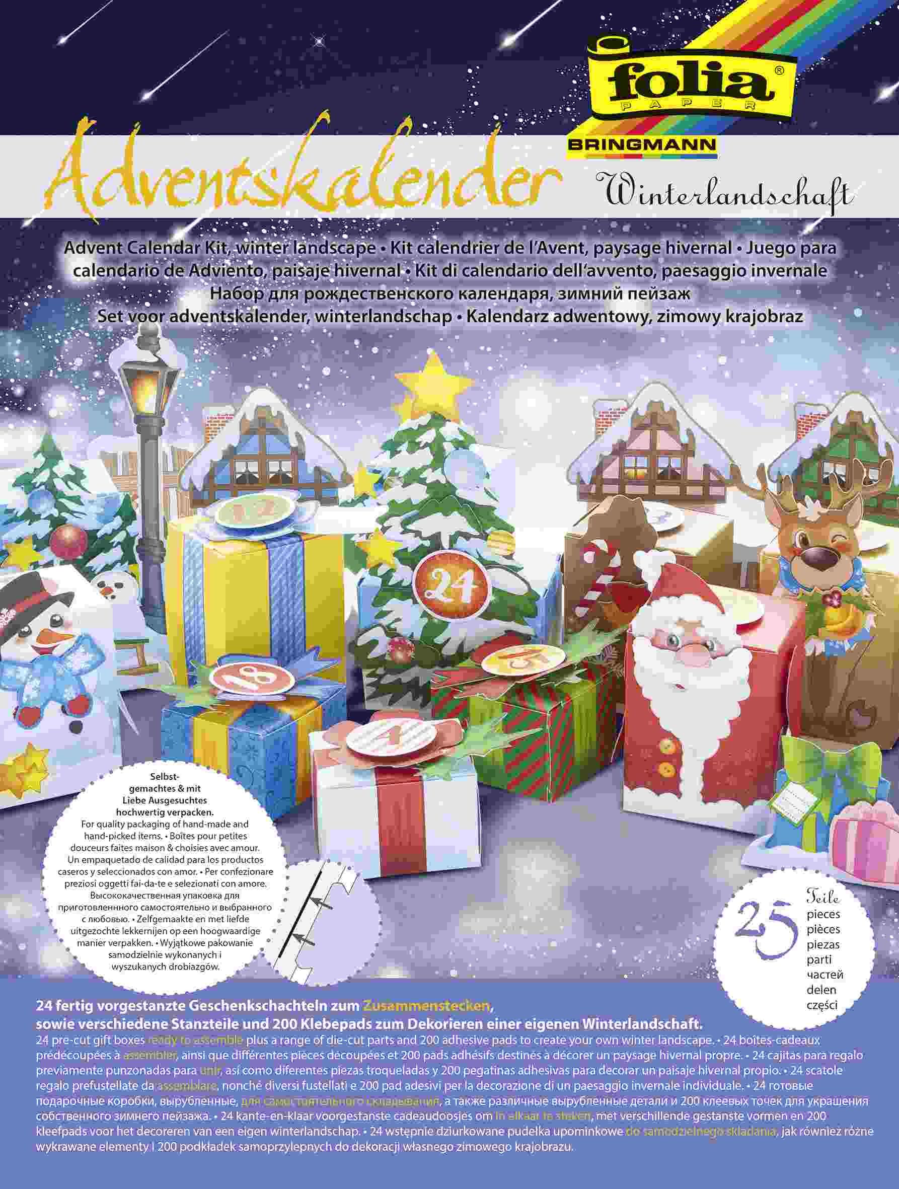 Cover: 4001868097795 | Folia Adventskalender Bastelset Winterlandschaft, 24 Stanzbögen in...