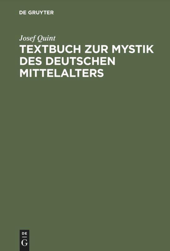 Cover: 9783484100664 | Textbuch zur Mystik des deutschen Mittelalters | Josef Quint | Buch