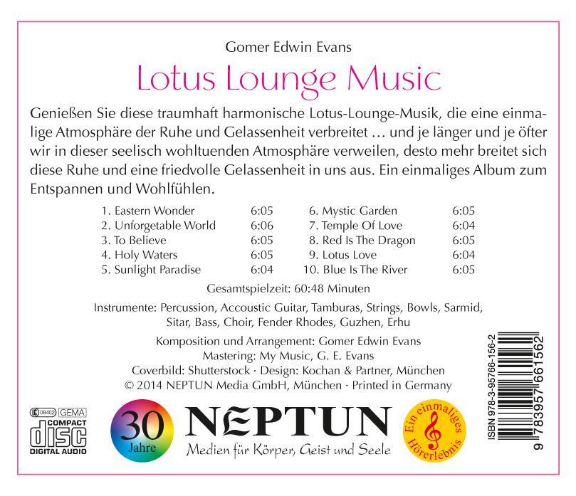 Rückseite: 9783957661562 | Lotus Lounge Music | Gomer Edwin Evans | Audio-CD | 2014