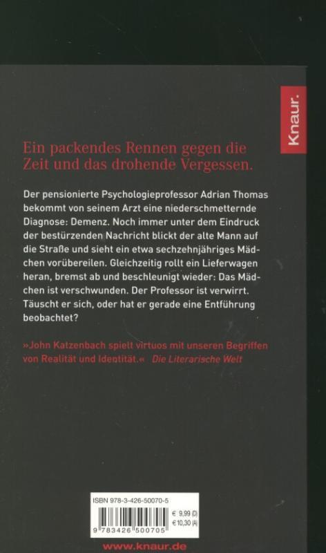 Rückseite: 9783426500705 | Der Professor | Psychothriller | John Katzenbach | Taschenbuch | 2011