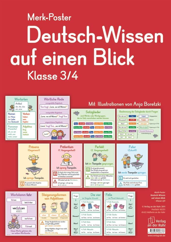 Cover: 9783834608673 | Merk-Poster Deutsch-Wissen auf einen Blick Klasse 3/4 | Ruhr | Poster