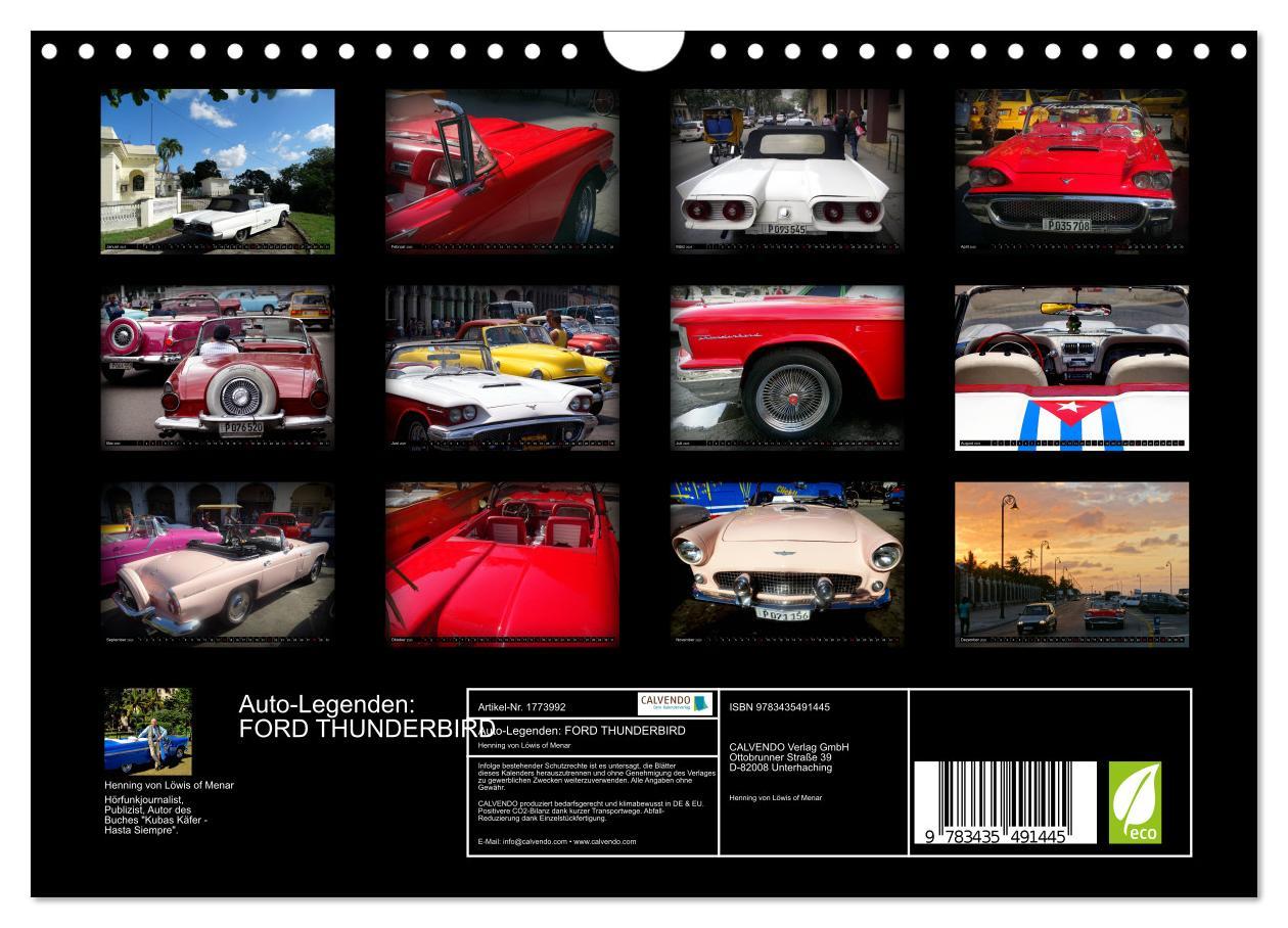 Bild: 9783435491445 | Auto-Legenden: FORD THUNDERBIRD (Wandkalender 2025 DIN A4 quer),...