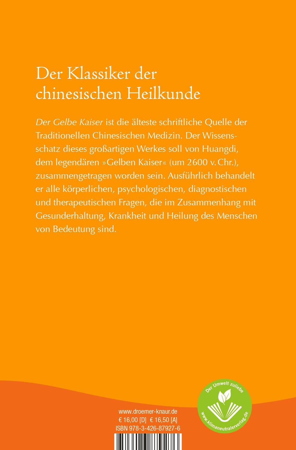 Rückseite: 9783426879276 | Der Gelbe Kaiser | Maoshing Ni | Taschenbuch | 416 S. | Deutsch | 2022