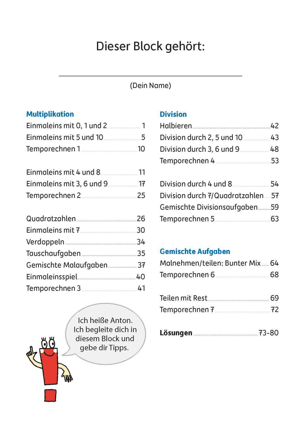 Bild: 9783881006651 | Quer durch die 2./3. Klasse, Das kleine Einmaleins - A5-Übungsblock