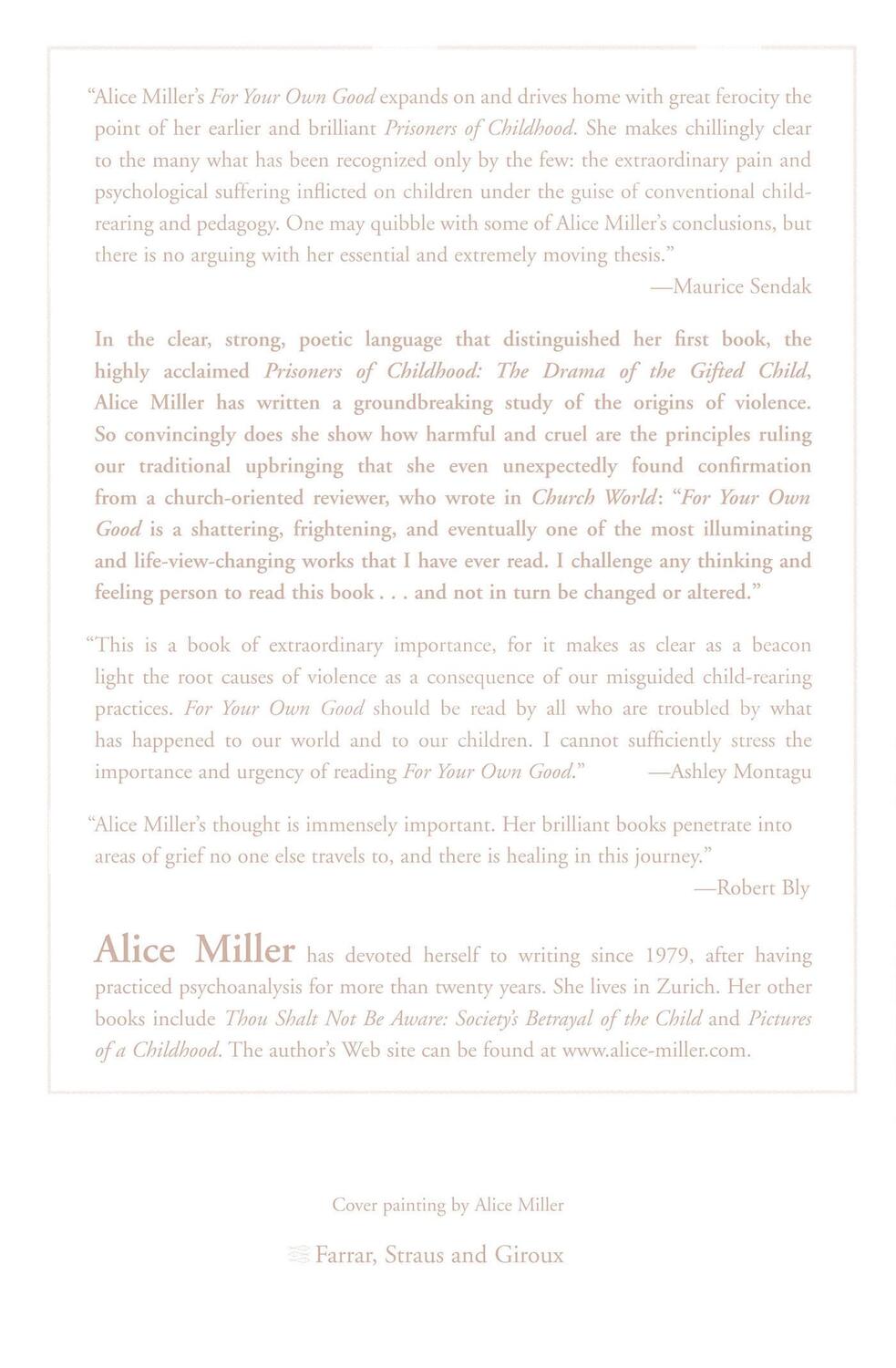 Rückseite: 9780374522698 | For Your Own Good | Alice Miller | Taschenbuch | Paperback | Englisch