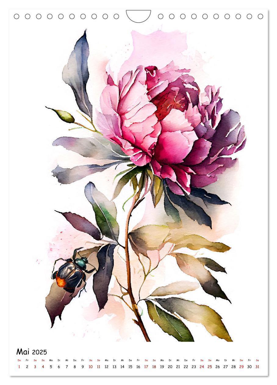 Bild: 9783435883691 | Aquarellmalerei - Blumen und Tiere im Garten (Wandkalender 2025 DIN...