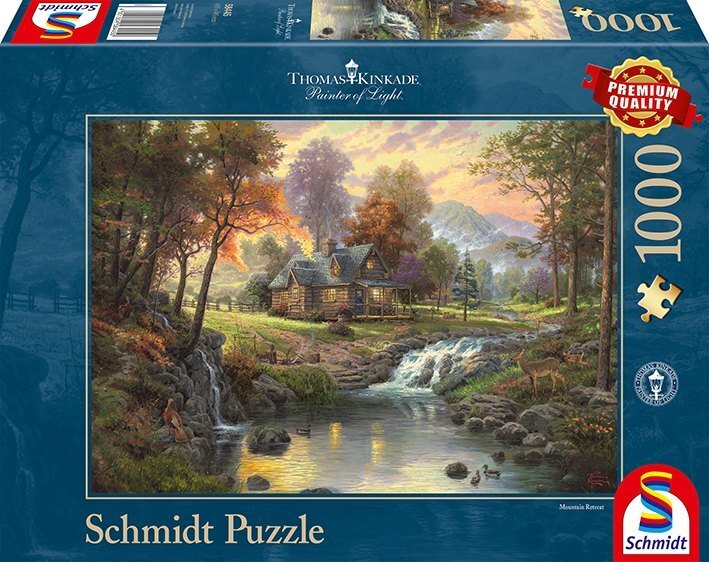 Cover: 4001504584450 | Holzhaus am Bach (Puzzle) | Mountain Retreat | Thomas Kinkade | Spiel