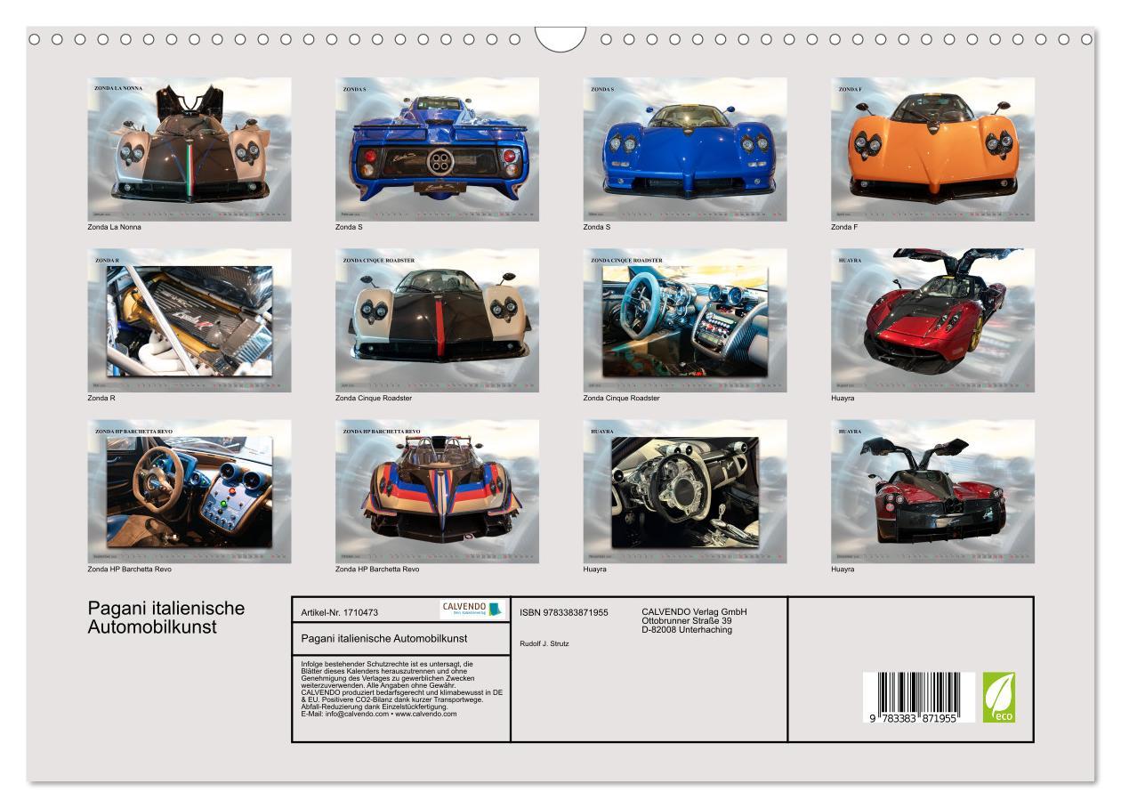 Bild: 9783383871955 | Pagani italienische Automobilkunst (Wandkalender 2025 DIN A3 quer),...