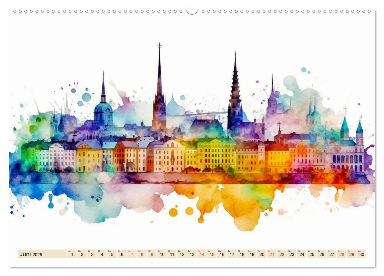 Bild: 9783383898013 | Skylines - bunte Städte (Wandkalender 2025 DIN A2 quer), CALVENDO...