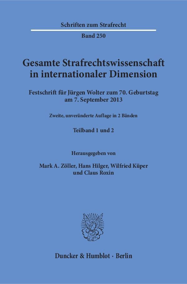 Cover: 9783428156740 | Gesamte Strafrechtswissenschaft in internationaler Dimension, in 2...
