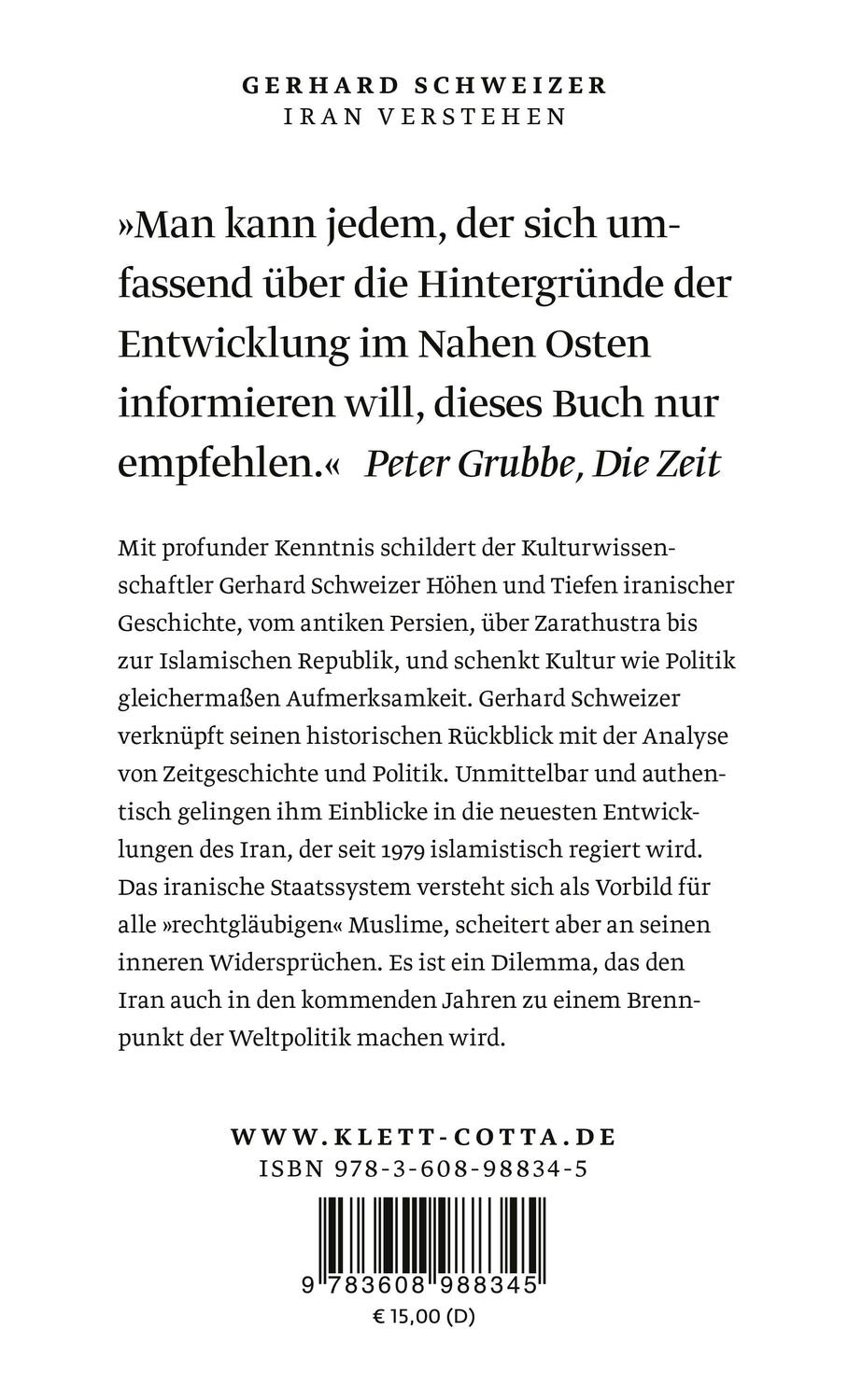 Rückseite: 9783608988345 | Iran verstehen | Geschichte, Gesellschaft , Religion | Schweizer