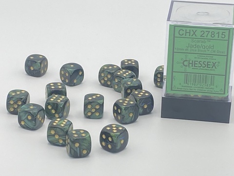Cover: 601982025830 | Scarab® 12mm d6 Jade/gold Dice Block™ (36 dice) | deutsch | Chessex