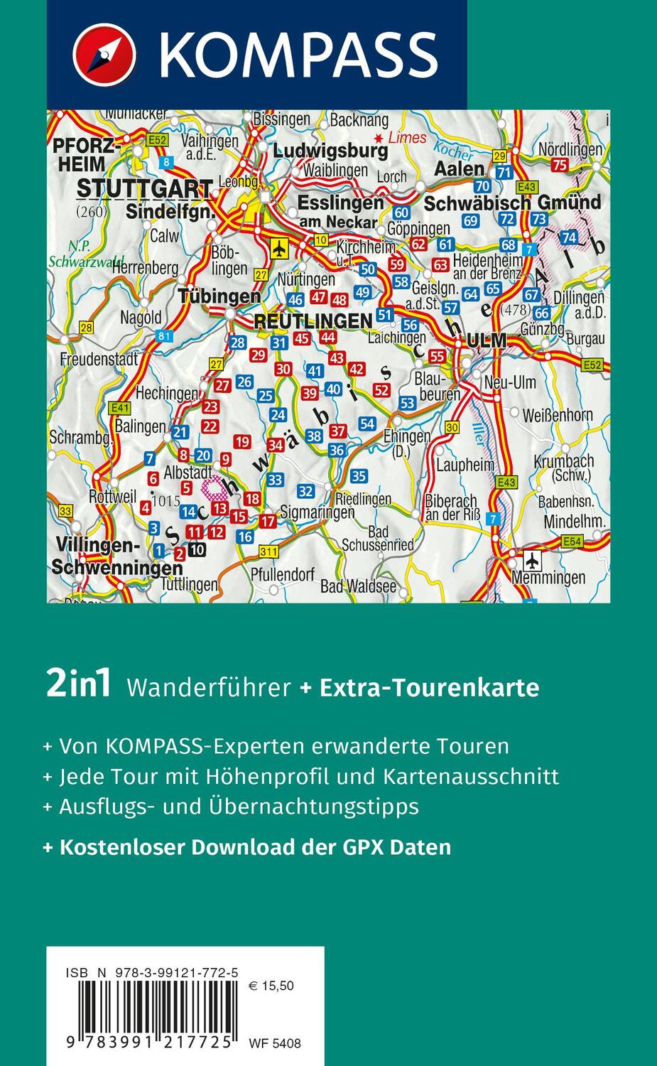Rückseite: 9783991217725 | KOMPASS Wanderführer Schwäbische Alb, 75 Touren | Walter Theil | Buch