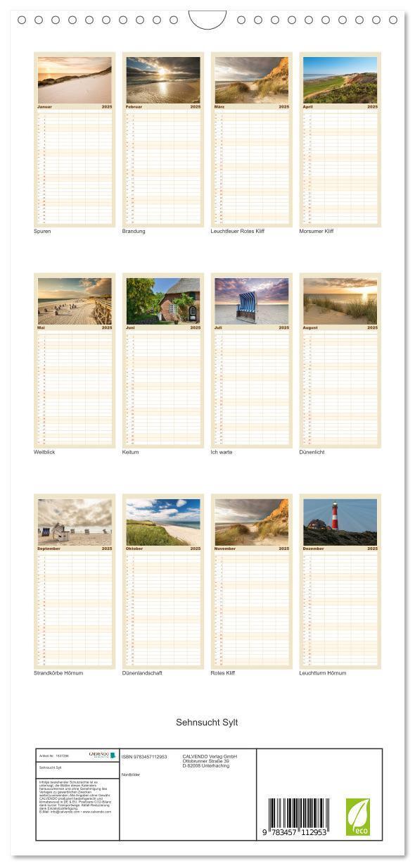 Bild: 9783457112953 | Familienplaner 2025 - Sehnsucht Sylt mit 5 Spalten (Wandkalender,...