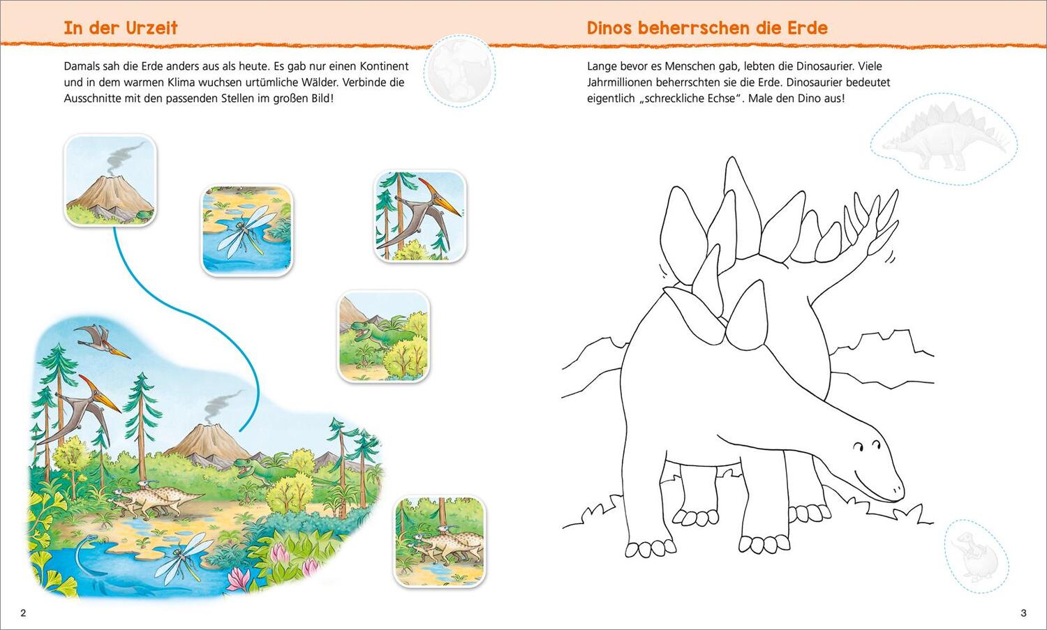 Bild: 9783788622596 | WAS IST WAS Kindergarten Malen Rätseln Stickern Bei den Dinosauriern