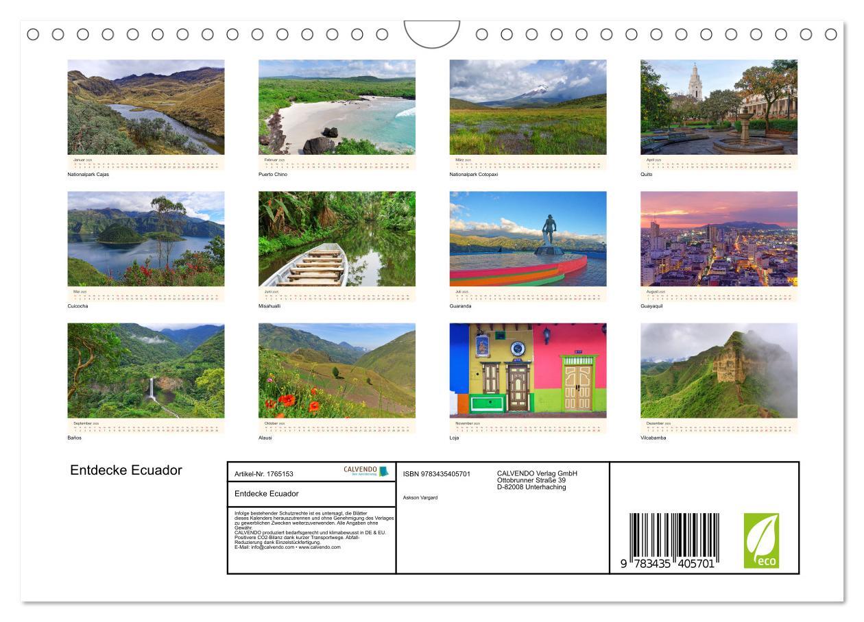 Bild: 9783435405701 | Entdecke Ecuador (Wandkalender 2025 DIN A4 quer), CALVENDO...