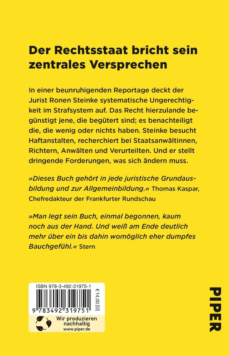 Rückseite: 9783492319751 | Vor dem Gesetz sind nicht alle gleich | Ronen Steinke | Taschenbuch