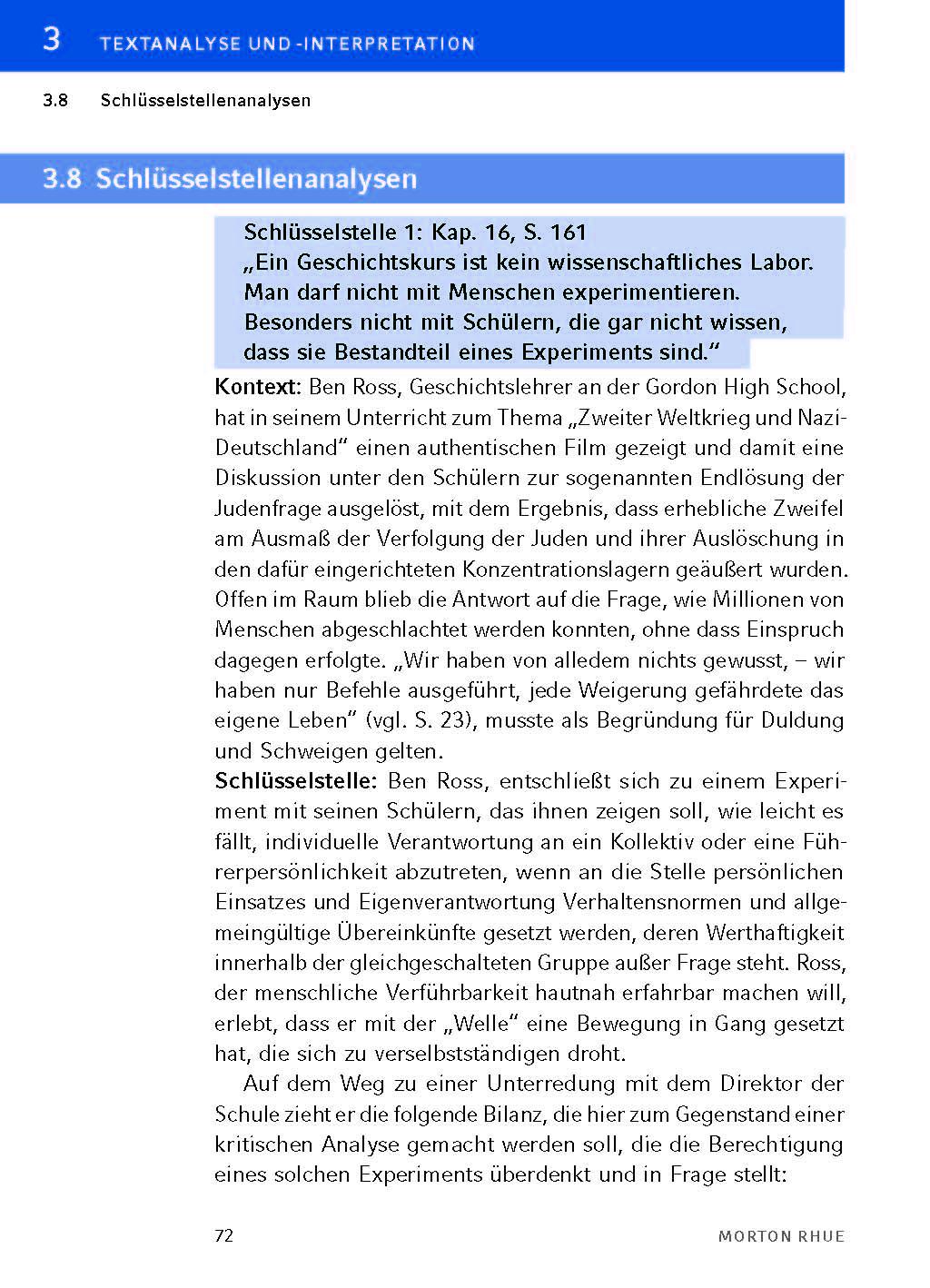 Bild: 9783804420717 | Die Welle - Textanalyse und Interpretation | Morton Rhue | Taschenbuch