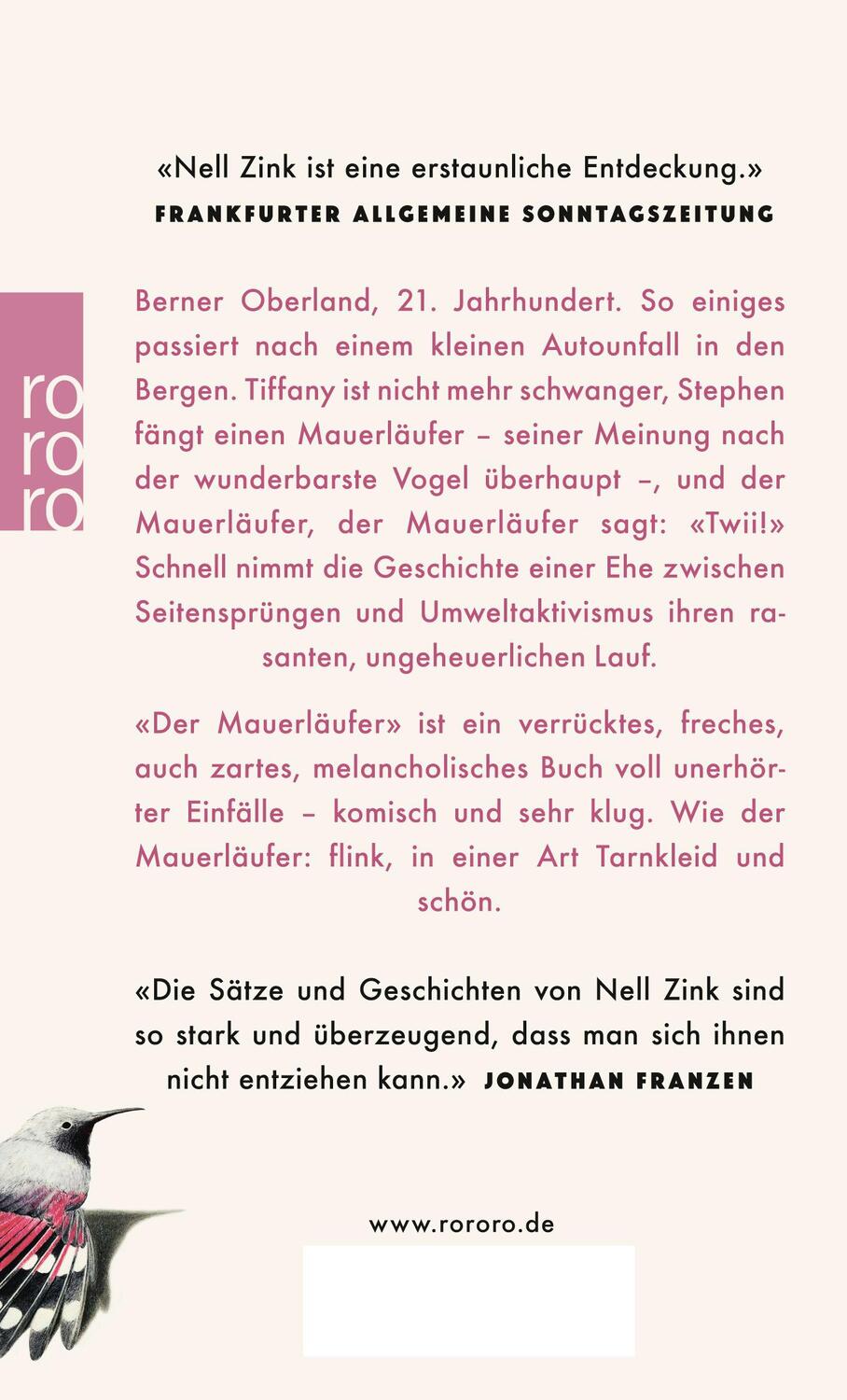 Rückseite: 9783499271397 | Der Mauerläufer | Nell Zink | Taschenbuch | Deutsch | 2017