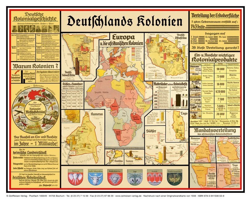 Cover: 9783944951294 | Deutschlands Kolonien | Bildwandkarte von 1938 | (Land-)Karte | 2019