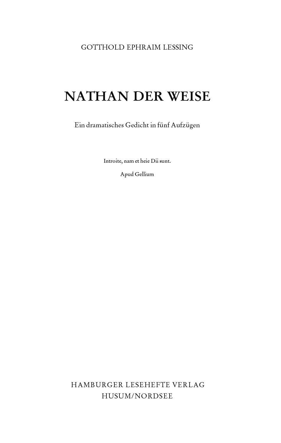 Bild: 9783872910165 | Nathan der Weise | Ein dramatisches Gedicht in fünf Aufzügen | Lessing