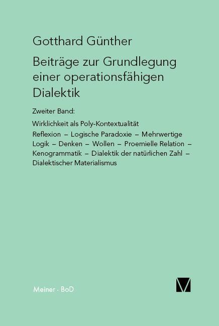 Cover: 9783787304622 | Beiträge zur Grundlegung einer operationsfähigen Dialektik /...