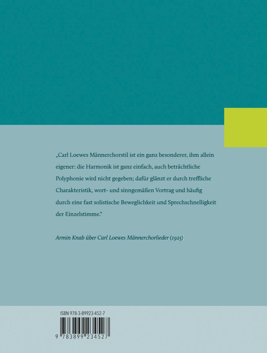 Rückseite: 9783899234527 | Carl Loewe als Männerchorkomponist | Franz Josef Ratte (u. a.) | Buch