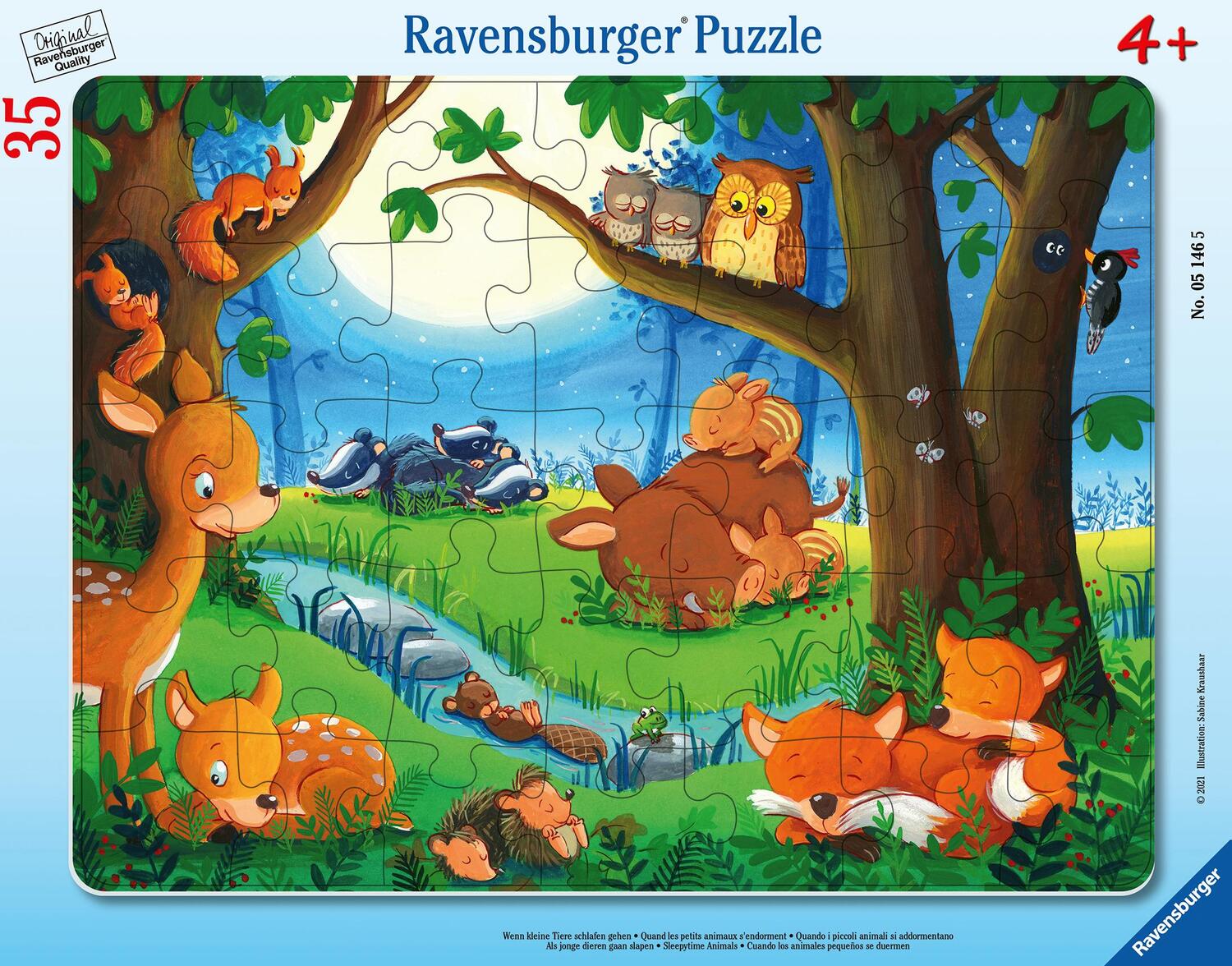 Cover: 4005556051465 | Ravensburger Kinderpuzzle - 05146 Wenn kleine Tiere schlafen gehen...