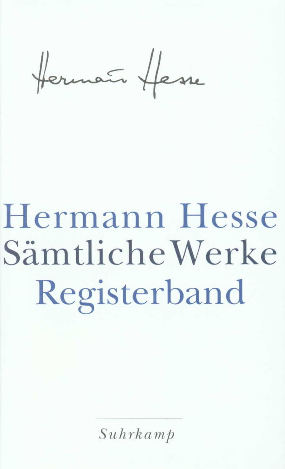 Cover: 9783518415818 | Sämtliche Werke in 20 Bänden: Registerband | Hermann Hesse | Buch