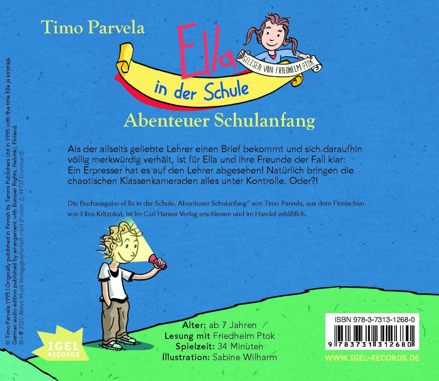 Rückseite: 9783731312680 | Ella in der Schule. Abenteuer Schulanfang | Timo Parvela | Audio-CD
