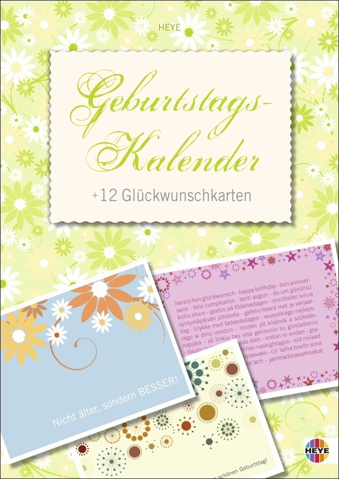 Cover: 9783840104404 | Geburtstagskalender Plus | Mit 12 Glückwunschkarten | Heye | Kalender