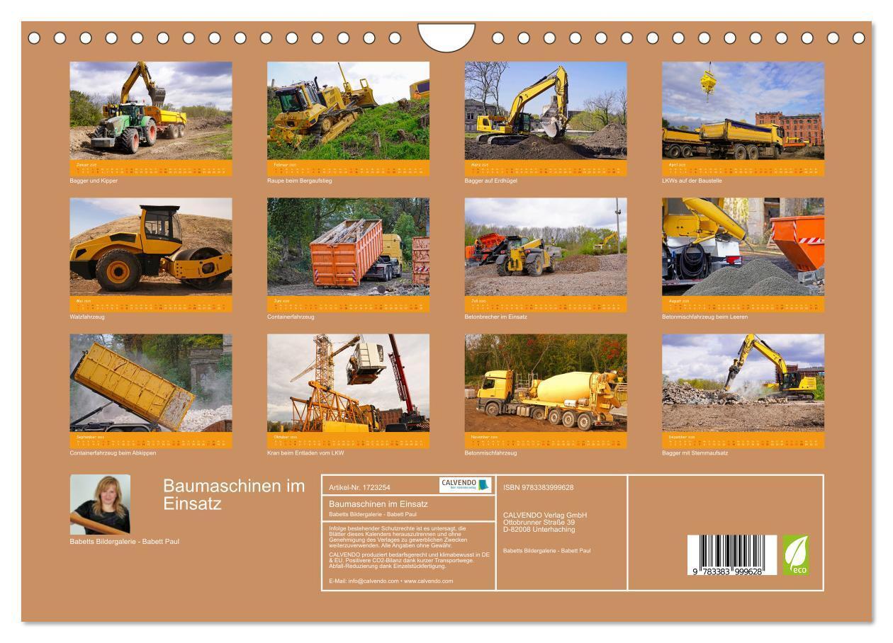 Bild: 9783383999628 | Baumaschinen im Einsatz (Wandkalender 2025 DIN A4 quer), CALVENDO...