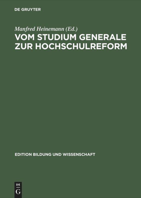 Cover: 9783050029016 | Vom Studium generale zur Hochschulreform | Manfred Heinemann (u. a.)