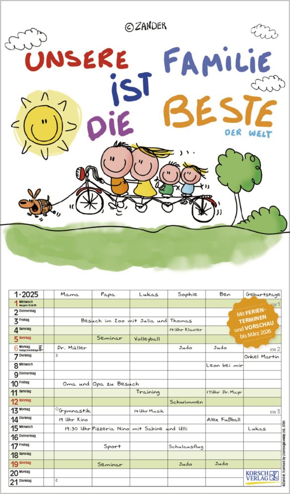 Cover: 9783731876885 | Unsere Familie ist die beste! 2025 | Korsch Verlag | Kalender | 14 S.