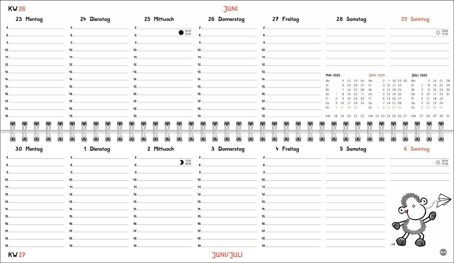 Bild: 9783756406531 | sheepworld Wochenquerplaner 2025 | Heye | Kalender | Spiralbindung